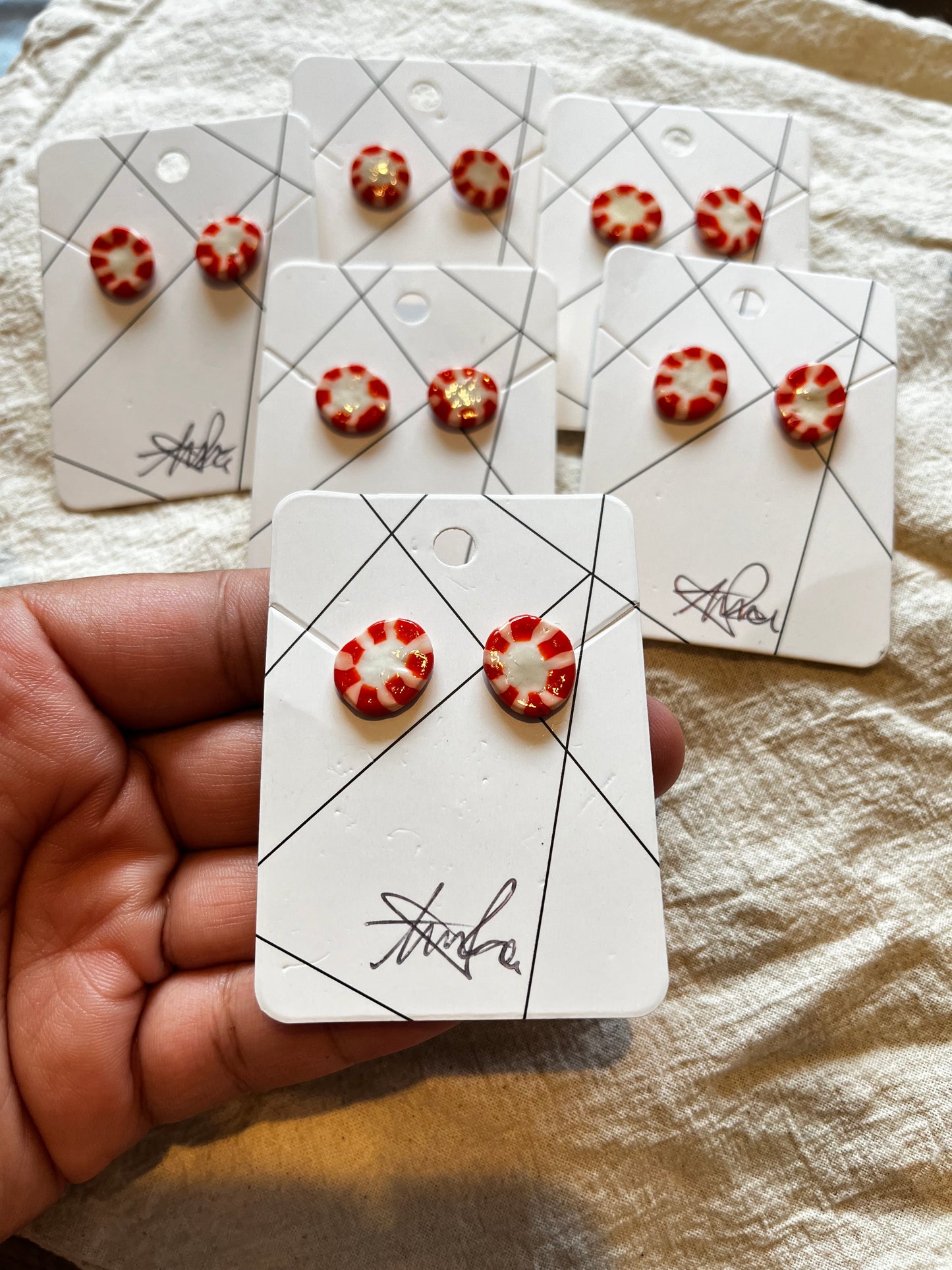 Candy Cane Round Studs